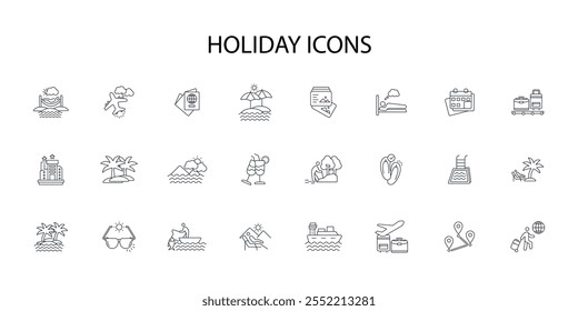 Holiday icon set.vector.Editable stroke.linear style sign for use web design,logo.Symbol illustration.