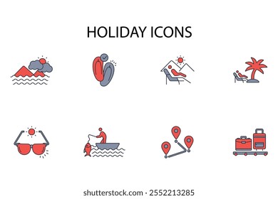 Holiday icon set.vector.Editable stroke.linear style sign for use web design,logo.Symbol illustration.