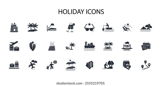 Holiday icon set.vector.Editable stroke.linear style sign for use web design,logo.Symbol illustration.