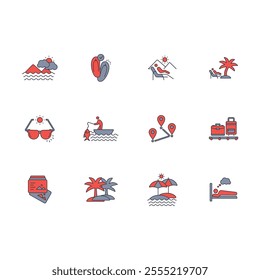 Holiday icon set.vector.Editable stroke.linear style sign for use web design,logo.Symbol illustration.