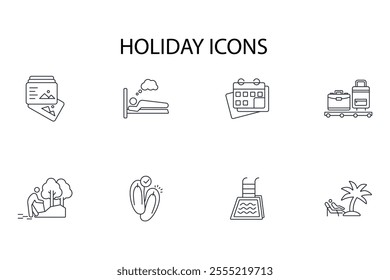Holiday icon set.vector.Editable stroke.linear style sign for use web design,logo.Symbol illustration.