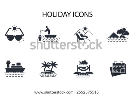Holiday icon set.vector.Editable stroke.linear style sign for use web design,logo.Symbol illustration.