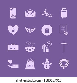 holiday icon. holiday vector icons set snowman, travelling luggage, holly berry and candles heart
