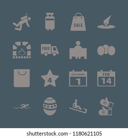 holiday icon. holiday vector icons set swimming, easter egg, shopping bag and man riding sleigh