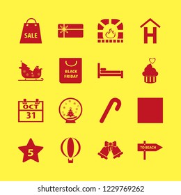 holiday icon. holiday vector icons set halloween date on calendar, gift card, shopping bag and sleigh bells