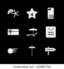holiday icon. holiday vector icons set shell starfish, beach direction, shopping bag and beach umbrella