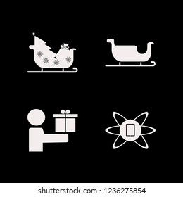 holiday icon. holiday vector icons set give gift, sleigh, phone technology and sleigh with christmas tree gifts