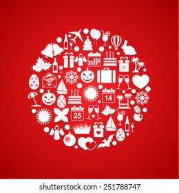 Holiday icons in circle
