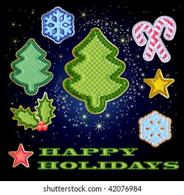 holiday icons done up as faceted jewels