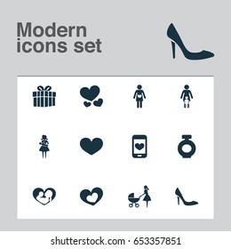 Holiday Icons Set. Collection Of Shape, Pregnancy, Mother And Other Elements. Also Includes Symbols Such As Mother, Pregnancy, Shoes.