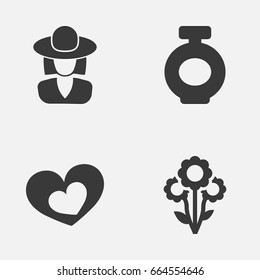Holiday Icons Set. Collection Of Shape, Fragrance, Flowers And Other Elements. Also Includes Symbols Such As Headgear, Bouquet, Hat.