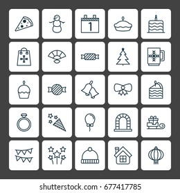 Holiday Icons Set. Collection Of Sweet, Toffee Candy, Balloon Elements. Also Includes Symbols Such As Flan, Hoop, Taffy.
