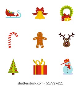 Holiday icons set. Flat illustration of 9 holiday vector icons for web
