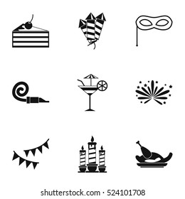 Holiday icons set. Simple illustration of 9 holiday vector icons for web