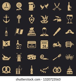 Holiday icons set. Simple style of 36 holiday vector icons for web for any design