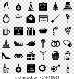 Holiday icons set. Simple style of 36 holiday vector icons for web for any design