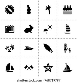 Holiday icons. vector collection filled holiday icons. includes symbols such as rabbit, calendar, flags, snowman, mother and son, cake. use for web, mobile and ui design.