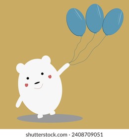 holiday illustration with bear and balloons
