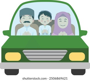 Holiday Illustration of Children Praying with Family Before Leaving