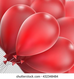 Holiday illustration of flying realistic glossy balloons, isolated on transparent background. EPS 10 vector file included
