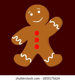 holiday illustration with gingerbread man, traditional Christmas pastry