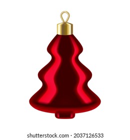 Holiday illustration of red glass tree. Christmas and New Year decoration.