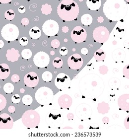 holiday illustration of sheep (symbol of 2015 year). seamless vector pattern 