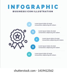 Holiday, Independence, Independence Day, Medal Line icon with 5 steps presentation infographics Background