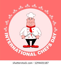 Holiday - International Chefs Day. Greeting card. Vector illustration
