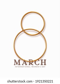 Holiday International Women's Day. March 8. Gold Numbers. Vector Illustration