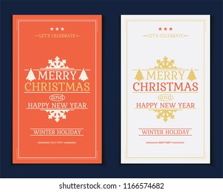 Holiday invitation. Christmas party. Retro typography and decoration elements. Christmas holidays flyer or poster design. Vector illustration.