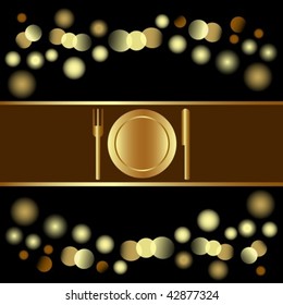Holiday invitation or Menu design on glittering light background