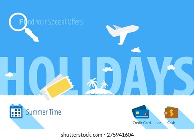 Holiday island for travel. Template for design.