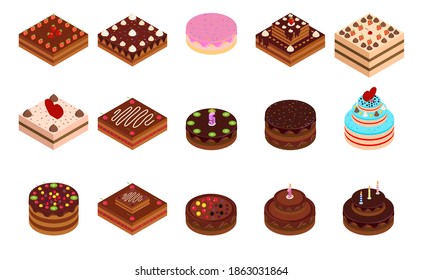 Holiday isometric 3D icon of cakes