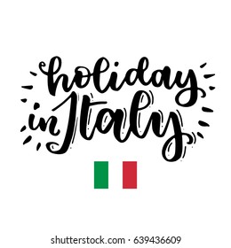 Holiday in Italy. Beautiful and unusual design. The inscription is cut out on a white background