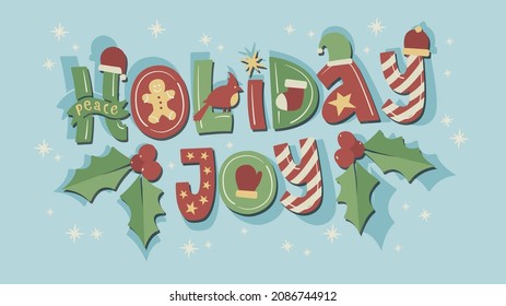 Holiday Joy Banner with colorful letters and festive imagery