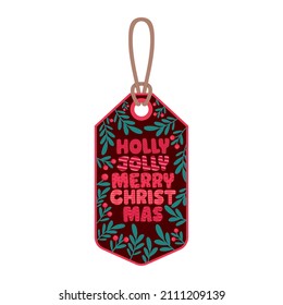 holiday label design with mistletoe
