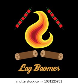 Holiday Lag Ba'omer. Lag baomer. Big bonfire. The fire is bright. Barbecue. Vector illustration on isolated background.