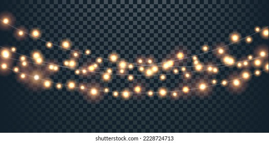 Garland De Luz De Festividad Con Fondo Transparente, Ilustración Vectorial