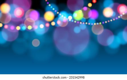 Holiday lights, Christmas card (Vector image)