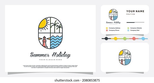 Diseño de logotipo de vacaciones con estilo creativo moderno Vector Premium