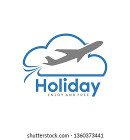 holiday logo illustration and plane logo
