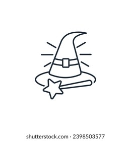 Holiday magic. Good wizard. Vector linear icon illustration isolated on white background.