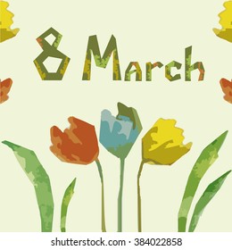 Holiday March 8 in cubism style. Vector illustration