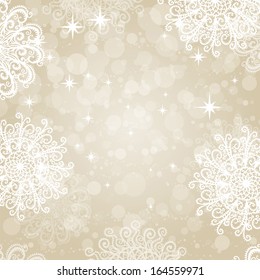 Holiday Merry Christmas background with snowflakes and stars - vector