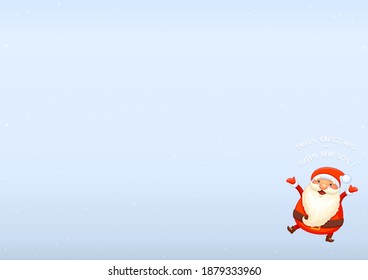 Holiday Merry Christmas and Happy New Year light blue snow background with Santa Claus. Vector.