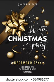 Holiday Merry Christmas party layout poster template. Christmas Design for your holiday invitation. Vector Illustration.