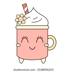 Holiday mug clipart. Christmas clipart. Cute festive seasonal object. Hand drawn vector illustration in flat style