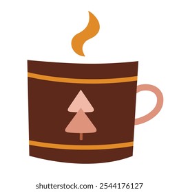 Holiday mug clipart. Christmas clipart. Cute festive seasonal object. Hand drawn vector illustration in flat style