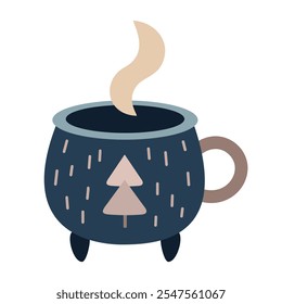 Holiday mug clipart. Christmas clipart. Cute festive seasonal object. Hand drawn vector illustration in flat style